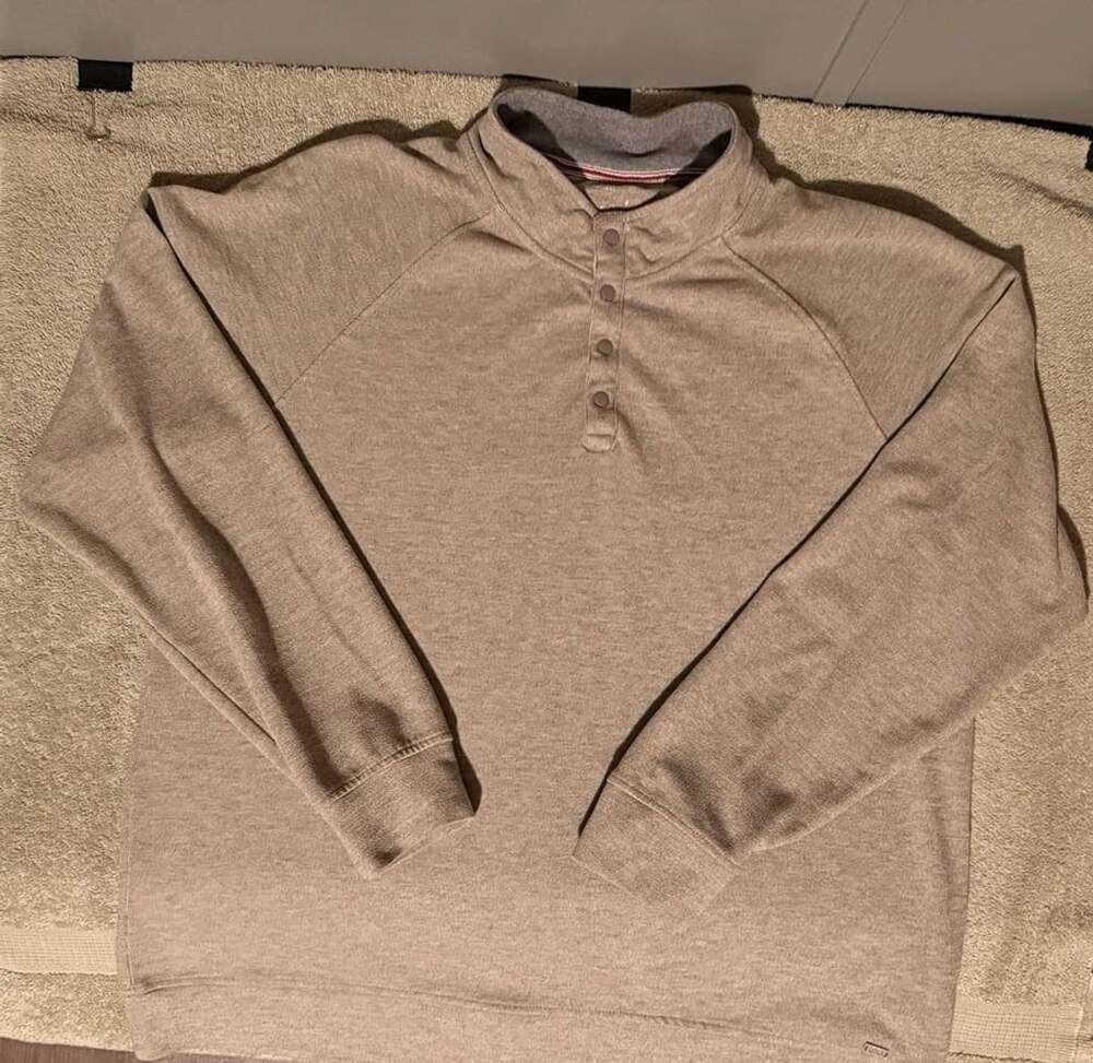 Flag & Anthem Hero Textured Knit Pullover Size XL Beige Snap Henley